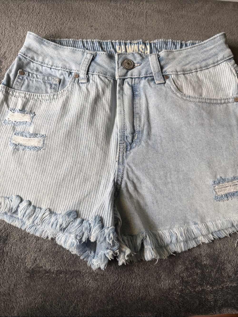Rewash Light Blue Distressed Frayed Hem Denim Shorts